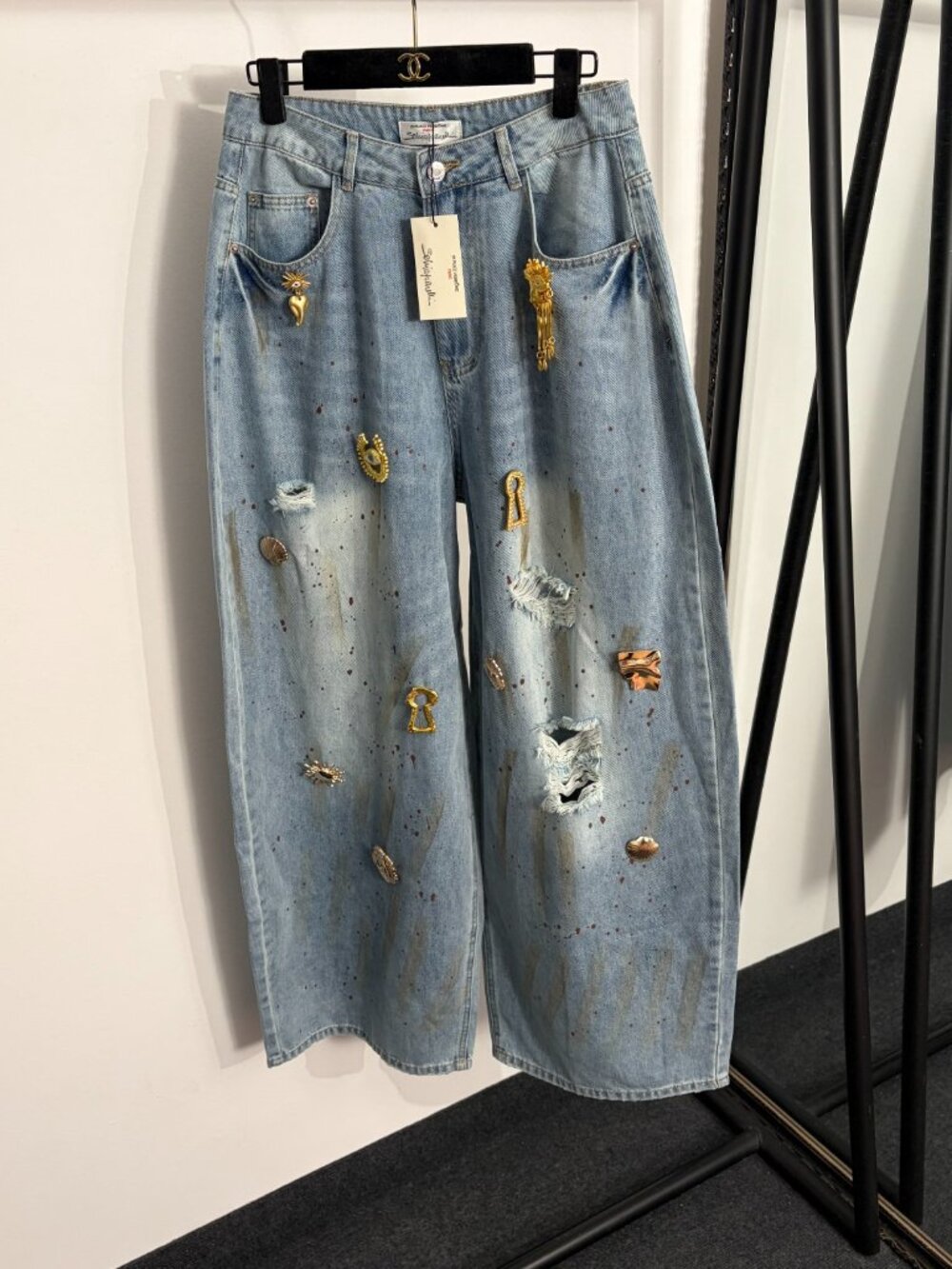 Schiaparelli Distressed Wide-Leg Jeans